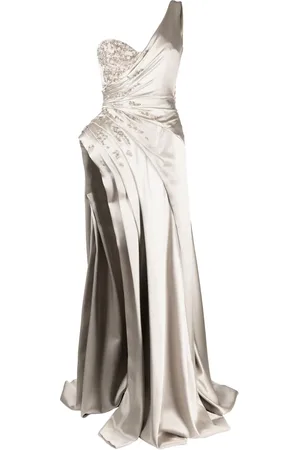 Saiid Kobeisy Bestickte One-Shoulder-Robe