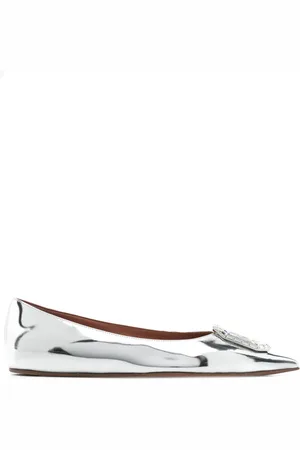 Amina Muaddi Ballerinas aus Metallic-Leder