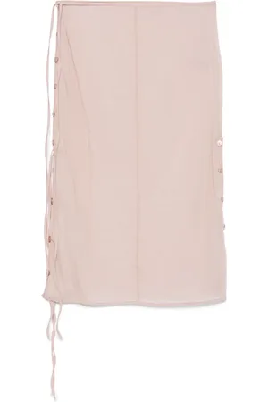 Low Classic Semi-transparenter Midirock mit Knöpfen