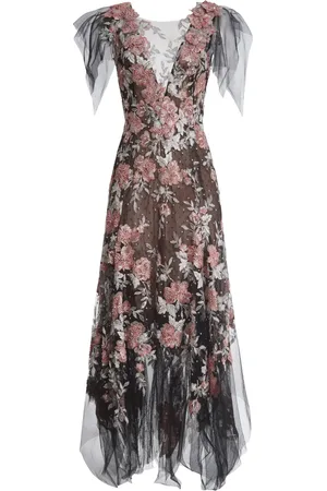 Marchesa Notte Kleid mit V-Ausschnitt