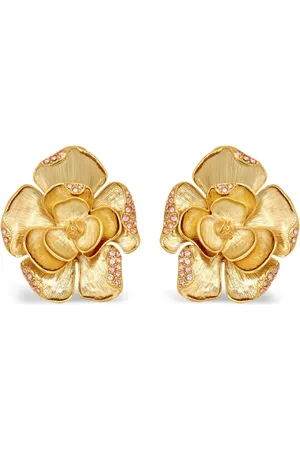 Oscar de la Renta Große Pavé Rose Ohrclips