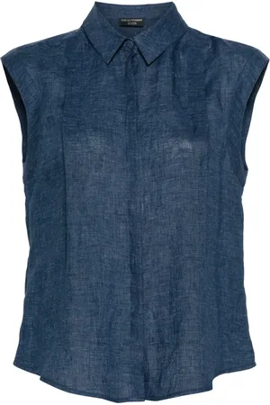 Emporio Armani Chambray-Hemd mit Faltendetail
