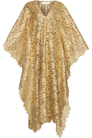 Oscar de la Renta Kaftankleid aus folierter Guipure-Spitze