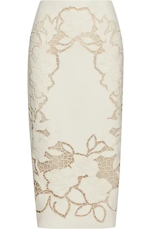 Oscar de la Renta Rose Tweed-Rock mit Cut-Out