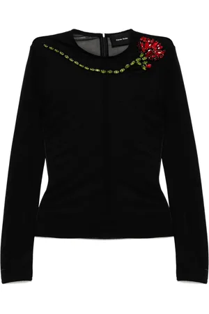 Simone Rocha Mesh-Oberteil mit Nelkenverzierung