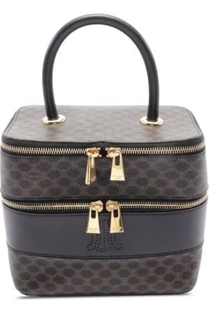 Céline 2000-2024 Macadam Coated Canvas Double Zip Kosmetiktasche