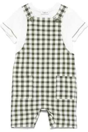 Il gufo Kariertes Latzhosen-Set