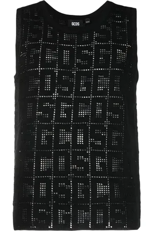 GCDS Trägershirt aus Monogramm-Makramee