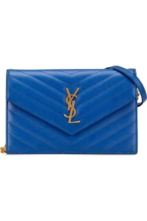 Saint Laurent 2016 Grain de Poudre Matelassé Chevron Monogram Portemonnaie mit Kettenriemen