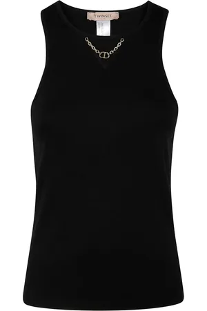 Twin-Set Top mit Logo-Schild