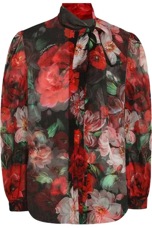 Dolce & Gabbana Chiffonbluse mit Rosen-Print