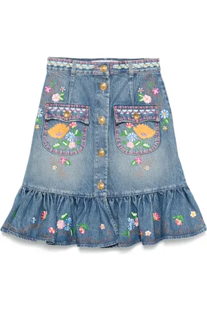 VALENTINO GARAVANI Midirock mit Blumenstickerei