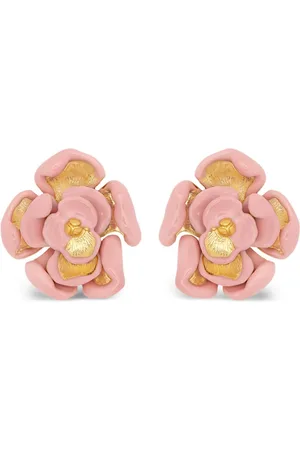 Oscar de la Renta Emaillierte Rosen-Ohrclips