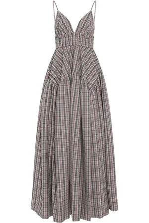 ROSETTA GETTY Kariertes Midikleid mit Raffungen