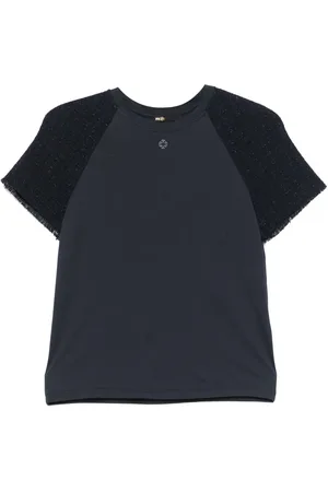 Maje T-Shirt mit Tweed-Einsätzen