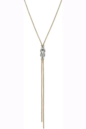 John Hardy 14kt Love Knot Y Gelbgoldhalskette mit Diamanten