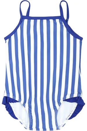 Petit Bateau Gestreifter Badeanzug mit Rüschendetail