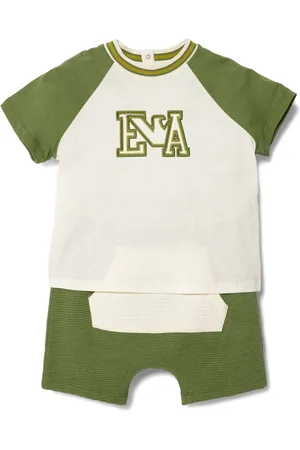 Emporio Armani Set aus T-Shirt und Shorts mit Logo-Stickerei