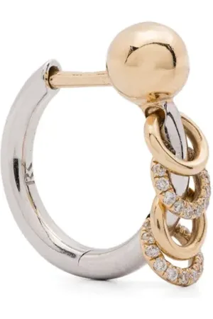 Rainbow K Einzelner 14kt Punk Weiß- und Gelbgoldohrring mit Diamant