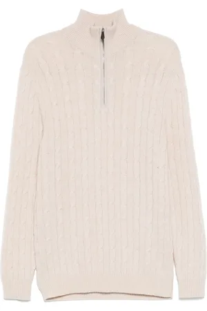 N.PEAL Albemarle Cable Pullover mit kurzem Reißverschluss