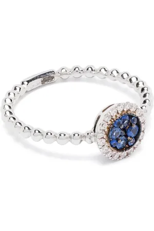ROSEKEY 18kt Weißgoldring mit Diamanten und Saphiren