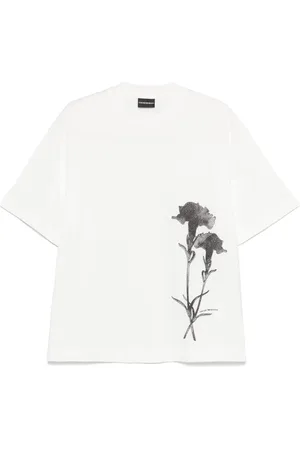 Emporio Armani T-Shirt mit Blumenstickerei
