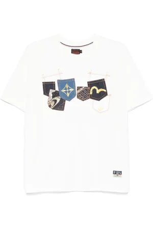 Evisu T-Shirt mit Taschen-Print