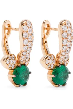 ROSEKEY 18kt Rotgoldohrringe mit Diamanten und Smaragd