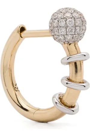 Rainbow K Einzelner 14kt Punk Weiß- und Gelbgoldohrring mit Diamant
