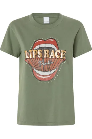 Pinko Lips Race T-Shirt mit Mund-Print