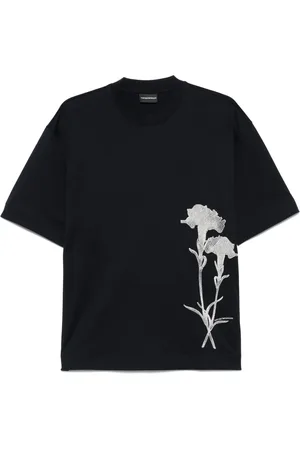 Emporio Armani T-Shirt mit Blumenstickerei