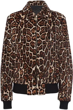 Prada Shearling-Bomberjacke mit Leoparden-Print