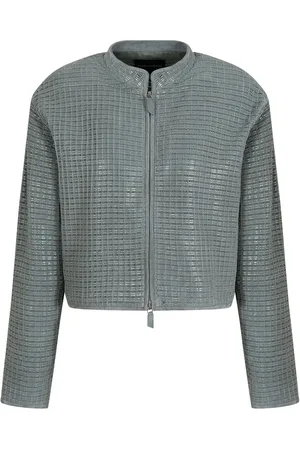 Emporio Armani Lederjacke mit geometrischen Einsätzen