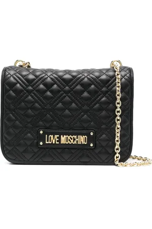 Moschino Gesteppte Schultertasche mit Logo-Schild