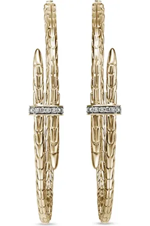 John Hardy Große 14kt Spear Goldcreolen mit Diamanten