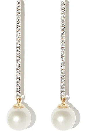 Mateo 14kt Gelbgold-Hängeohrringe mit Diamanten und Perle
