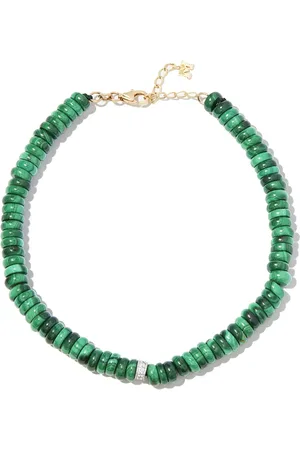Mateo Perlenarmband aus Malachit mit 14kt Gelbgold-Diamantanhänger