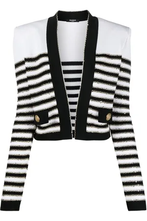 Balmain Gestreifte Cropped-Jacke