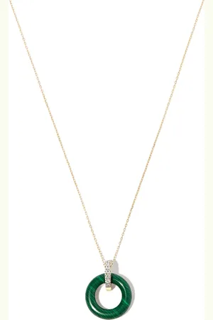 Mateo 14kt Gelbgoldhalskette mit Malachit
