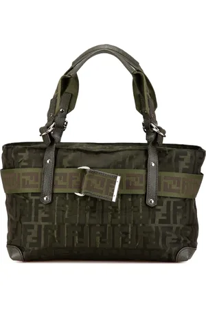 Fendi 2000-2010 mittelgroße Zucca Zip Code Handtasche aus Nylon