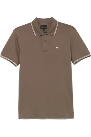 Emporio Armani Piqué-Poloshirt mit gestreiftem Detail