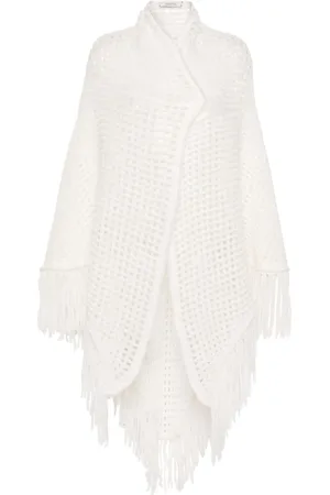 Dorothee Schumacher Poncho in Pointelle-Strick mit Fransen