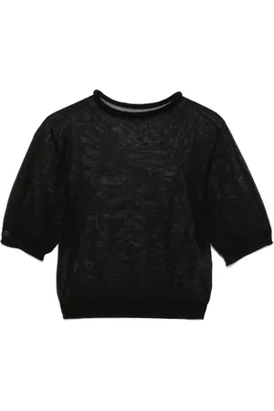 AMOMENTO Gestricktes Cropped-T-Shirt
