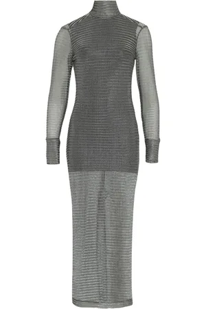 Gloria Coelho Stehkragen-Kleid im Metallic-Look