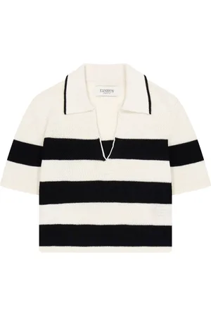LANEUS Cropped-Poloshirt aus Strick