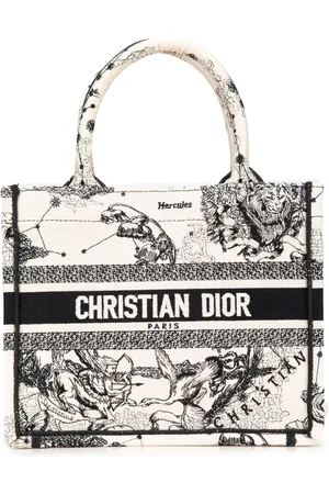 Dior 2022 kleine Zodiac Toile de Jouy Book Tote Bag aus Canvas mit Stickerei