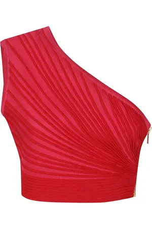 Balmain Gerafftes One-Shoulder-Oberteil