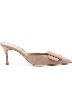 Manolo Blahnik Maysale Wildleder-Mules mit Schnalle 70mm