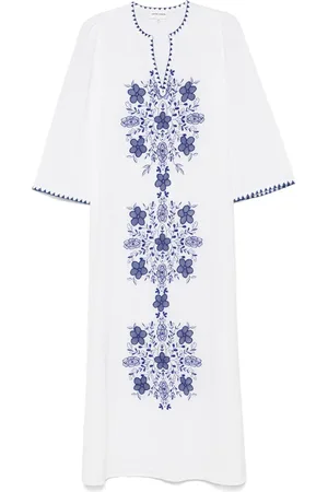 Antik Batik Midikleid mit Vahani-Stickerei