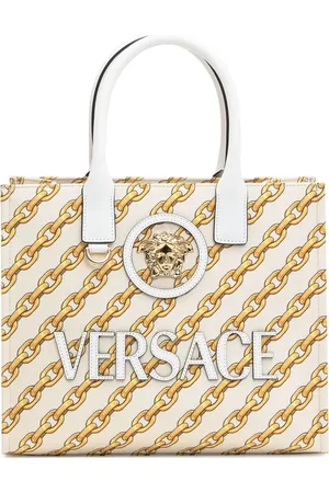 VERSACE Kleine Chain Stripes La Medusa Tote Bag